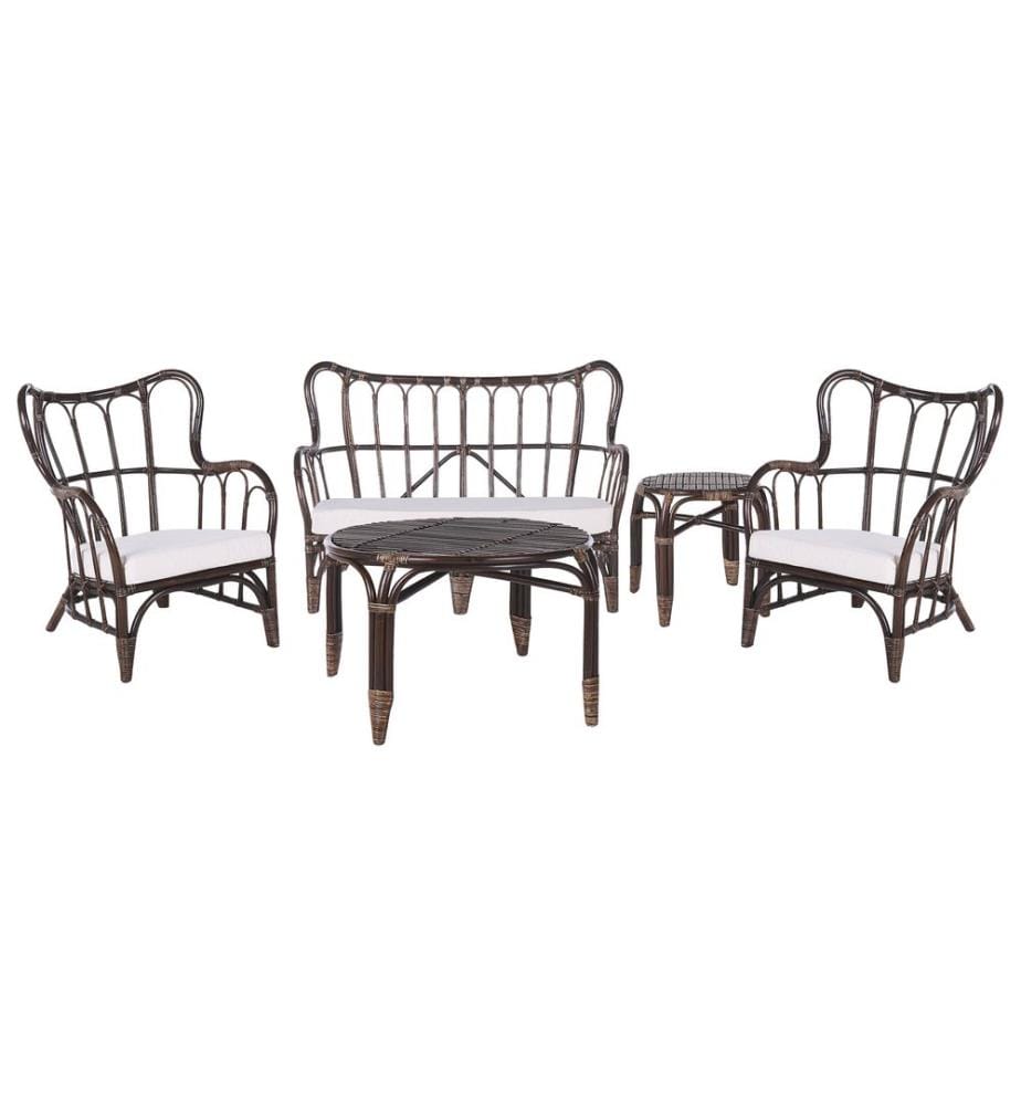 Lounge Set mit Tisch 4-Sitzer BRINDISI Rattan Dunkelbraun
