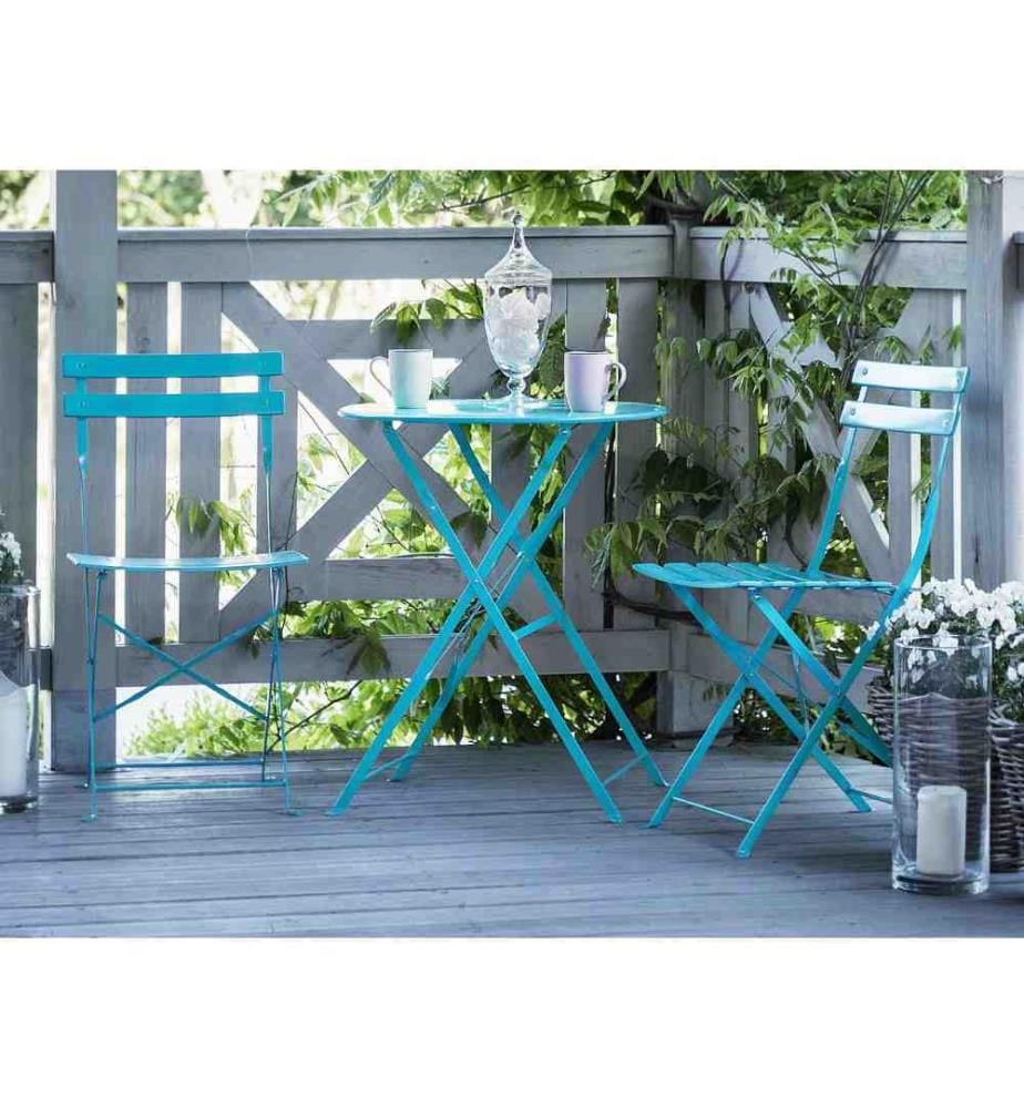 Ensemble bistrot Pliant FIORI Métal Turquoise
