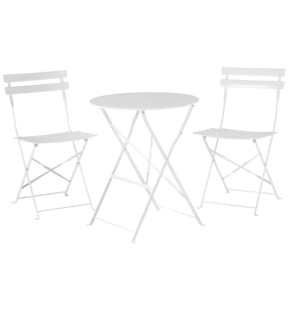 Bistro Set klappbar FIORI Metall Weiss