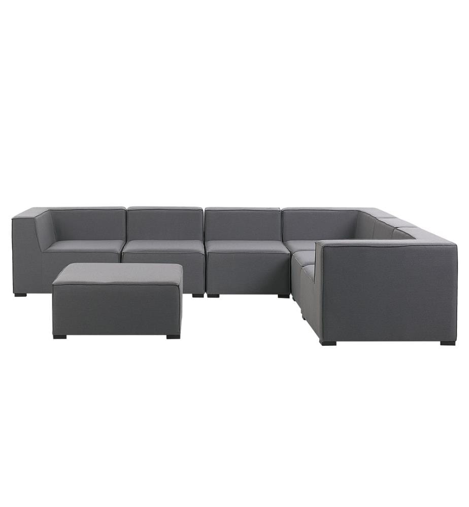 Garten Ecksofa mit Ottomane 7-Sitzer AREZZO rechtsseitig modular Grau