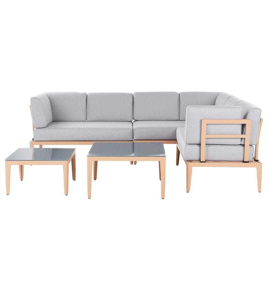 Garten Ecksofa mit Tisch 6-Sitzer RIMA III linksseitig modular Metall Grau