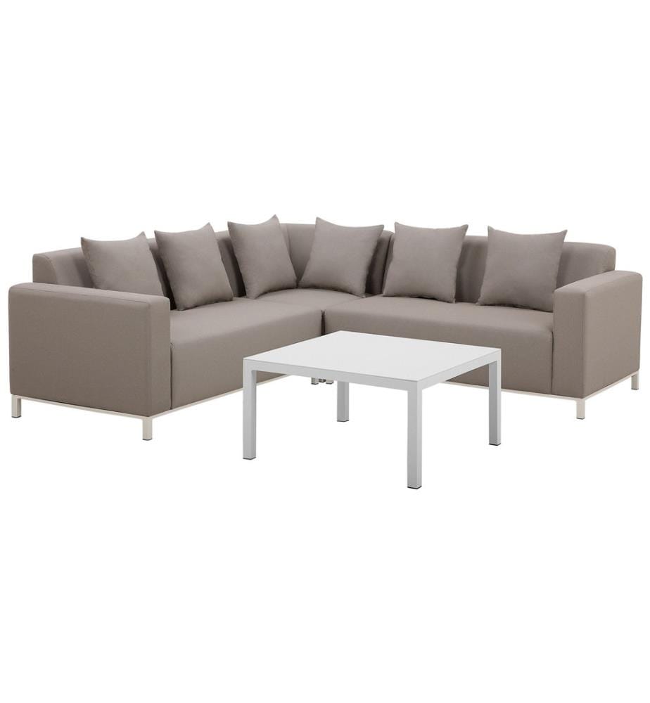 Garten Ecksofa mit Tisch 5-Sitzer BELIZE rechtsseitig modular Beige