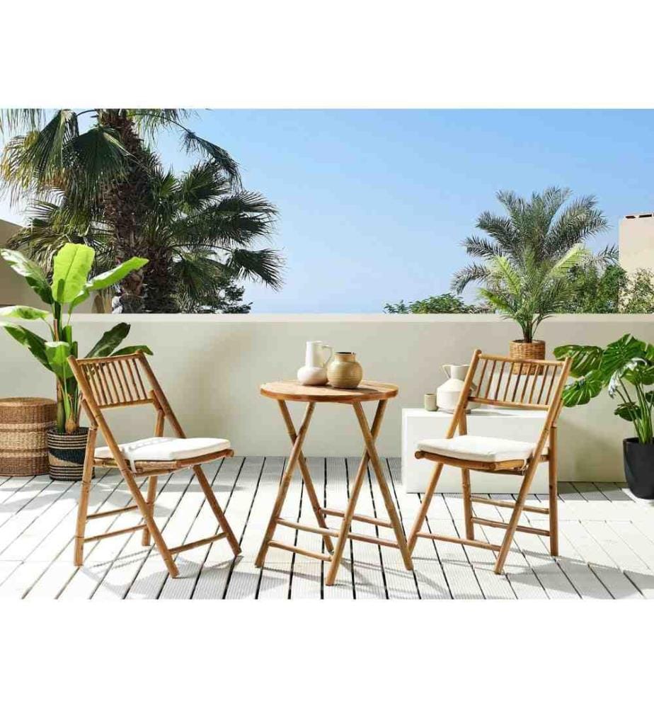 Bistro Set Folding SAVELLETRI Bamboo Brown