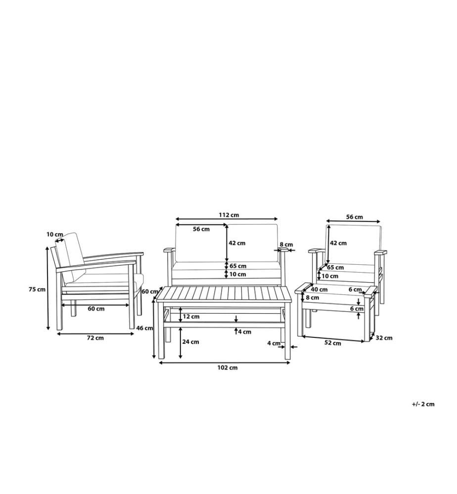 Lounge Set mit Tisch 4-Sitzer MANILA Akazienholz Dunkelbraun