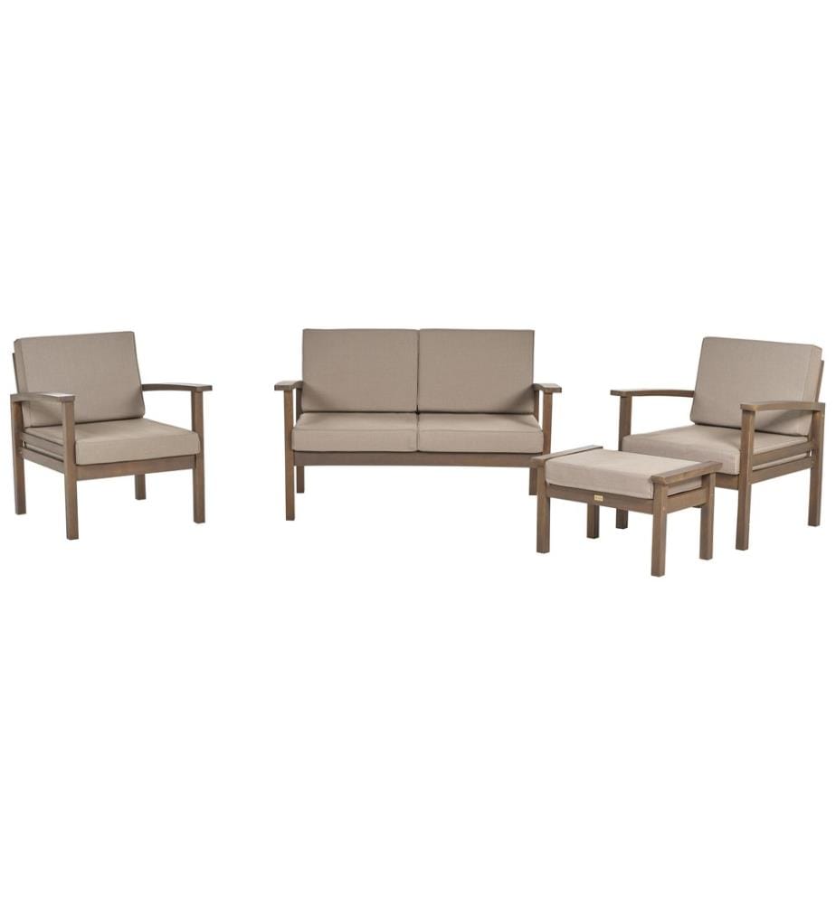 Lounge Set mit Tisch 4-Sitzer MANILA Akazienholz Dunkelbraun