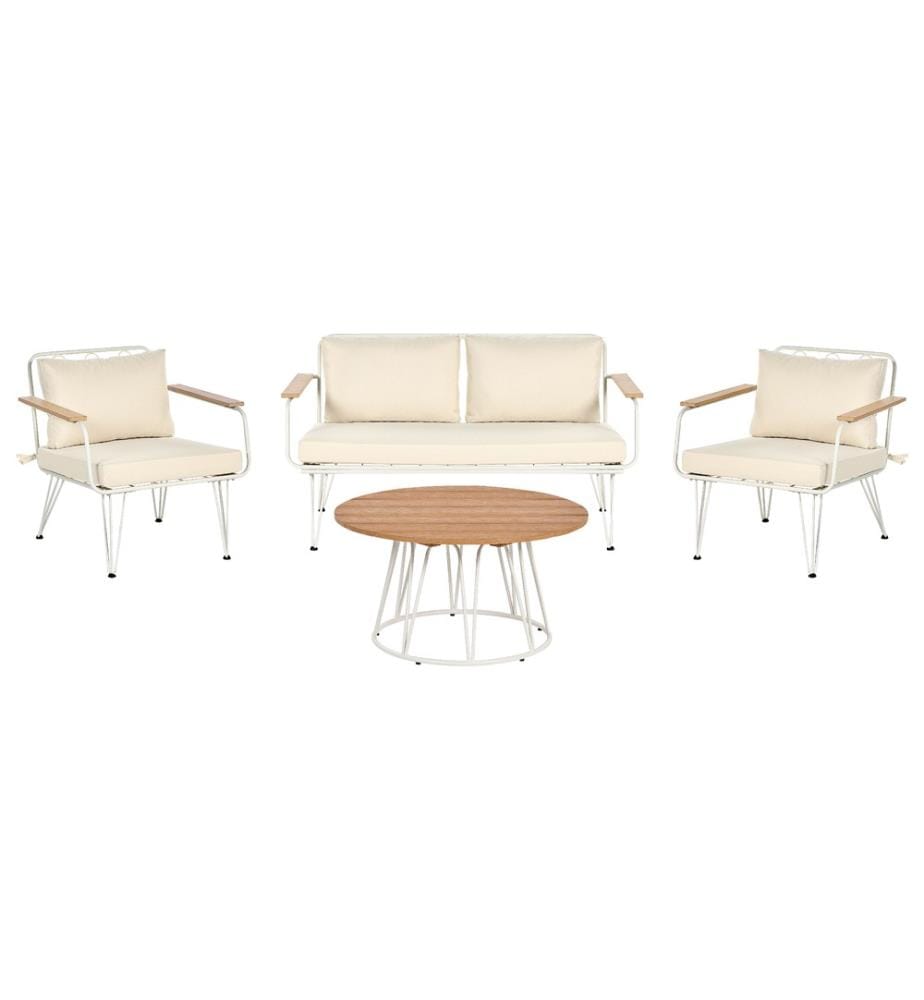 Lounge Set mit Tisch 4-Sitzer MONTESILVANO Metall Hellbeige