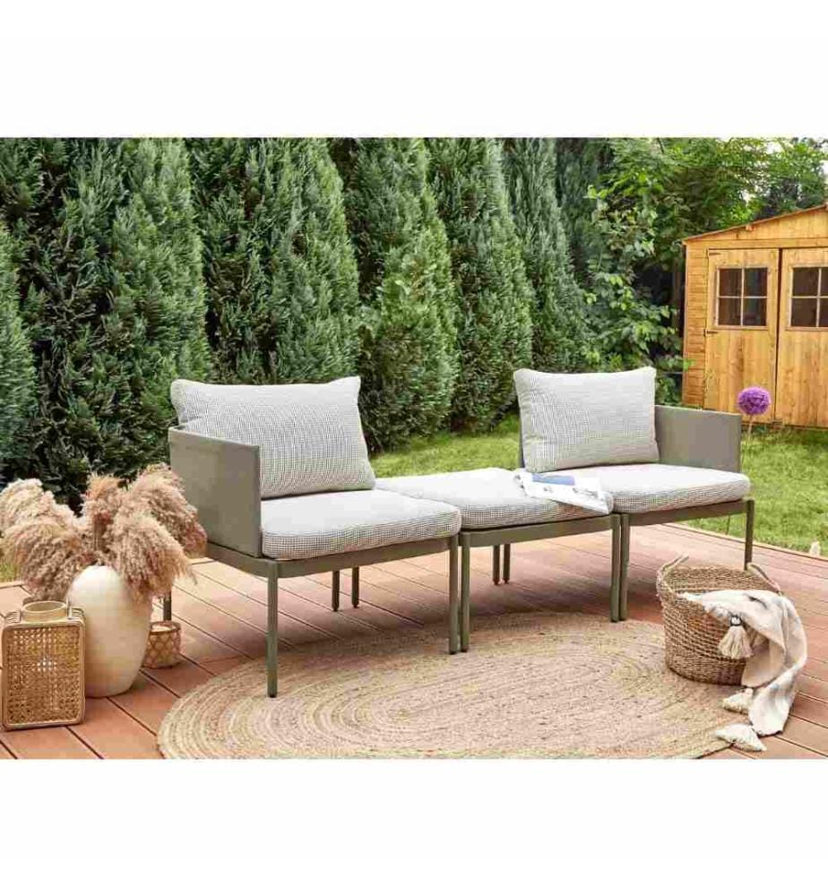 Lounge Set mit Tisch 2-Sitzer TERRACINA Metall Olivgrün