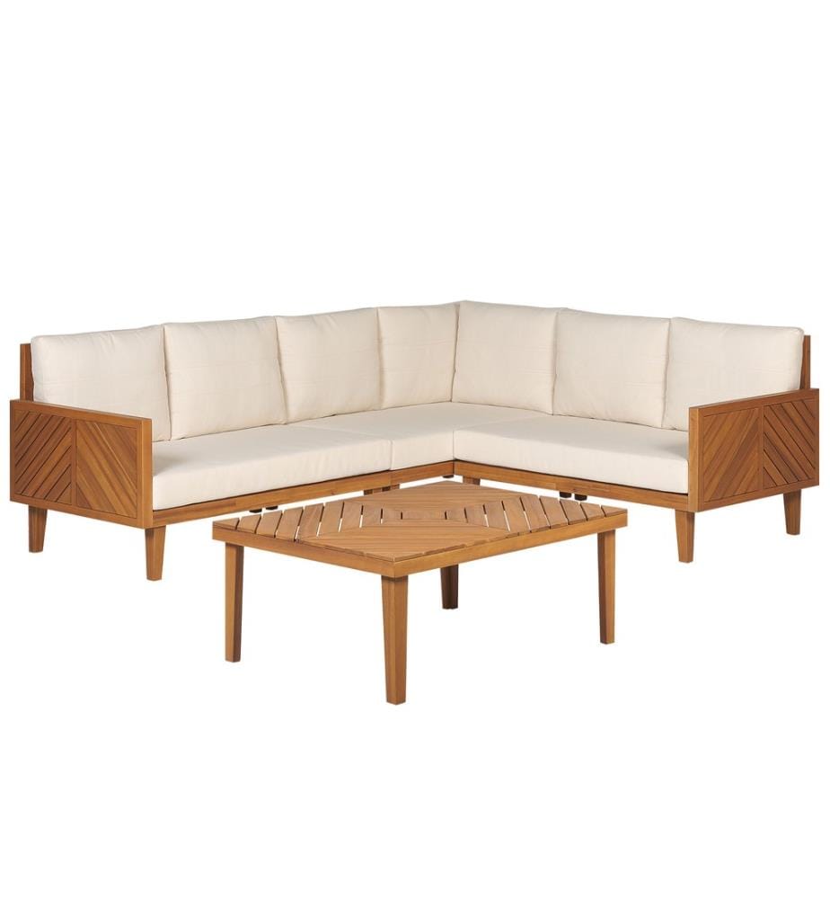 Garten Ecksofa mit Tisch 4-Sitzer BARATTI linksseitig Akazienholz Braun