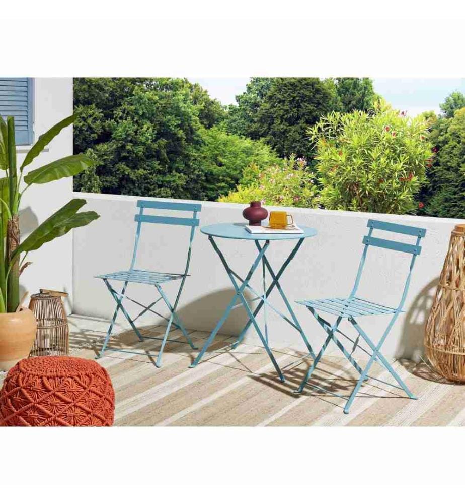 Bistro Set klappbar FIORI Metall Seeblau