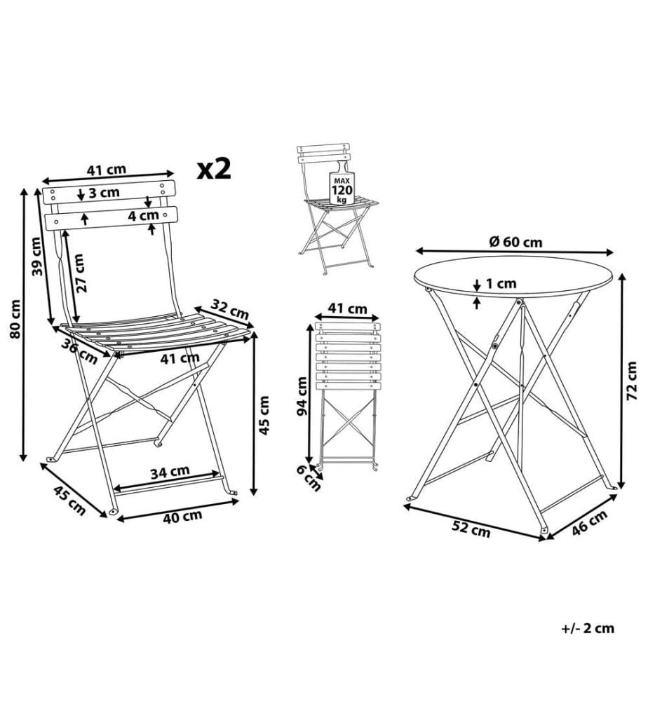 Bistro Set klappbar FIORI Metall Seeblau