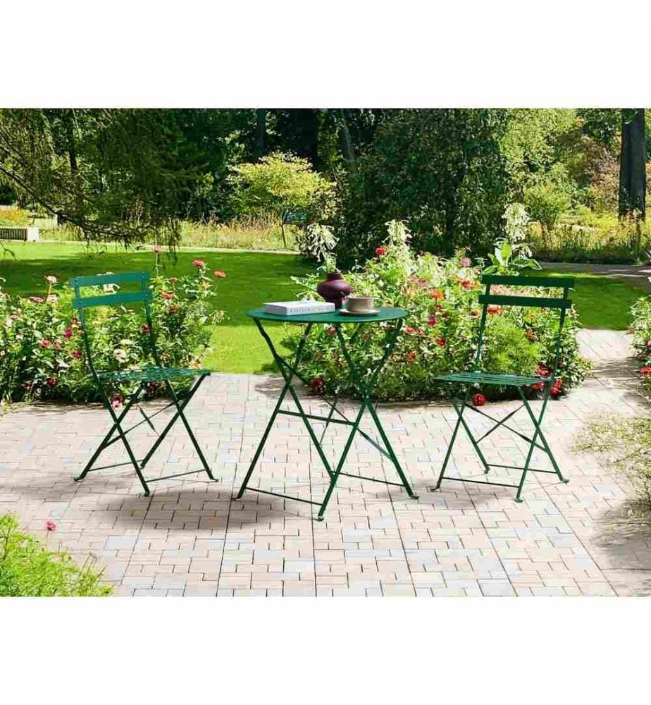 Ensemble bistrot Pliant FIORI Métal Vert foncé