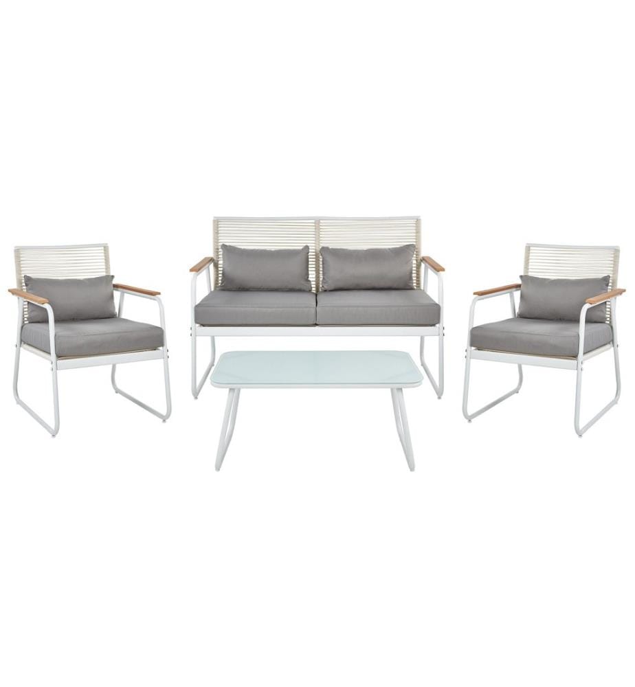Set da giardino con tavolo 4 posti POMONTE Metallo Bianco