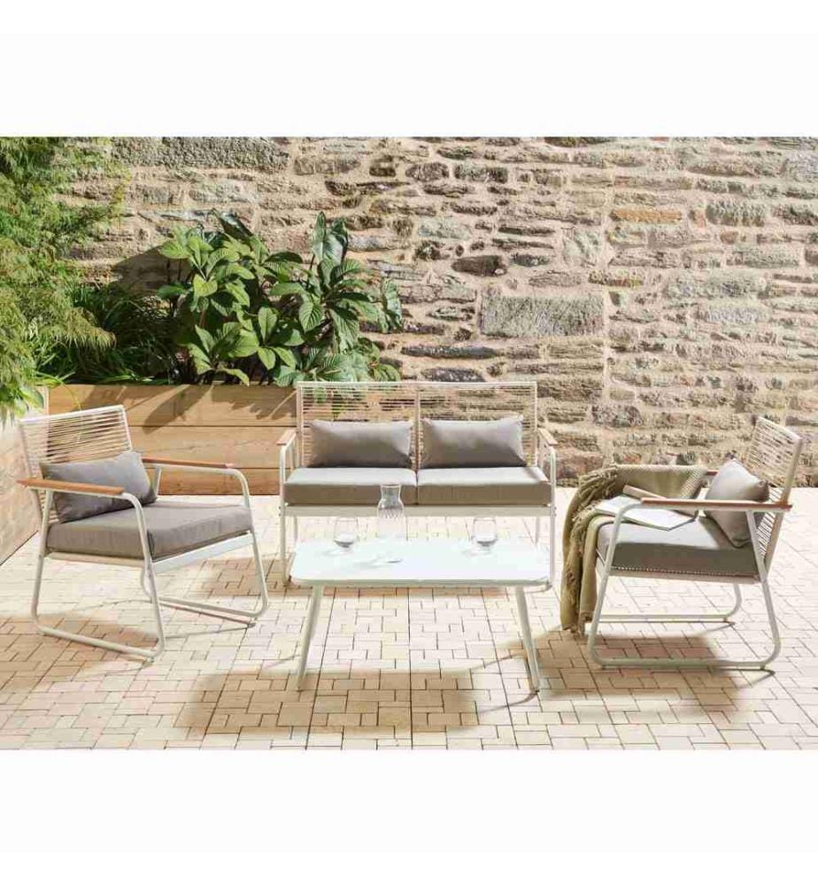 Set da giardino con tavolo 4 posti POMONTE Metallo Bianco