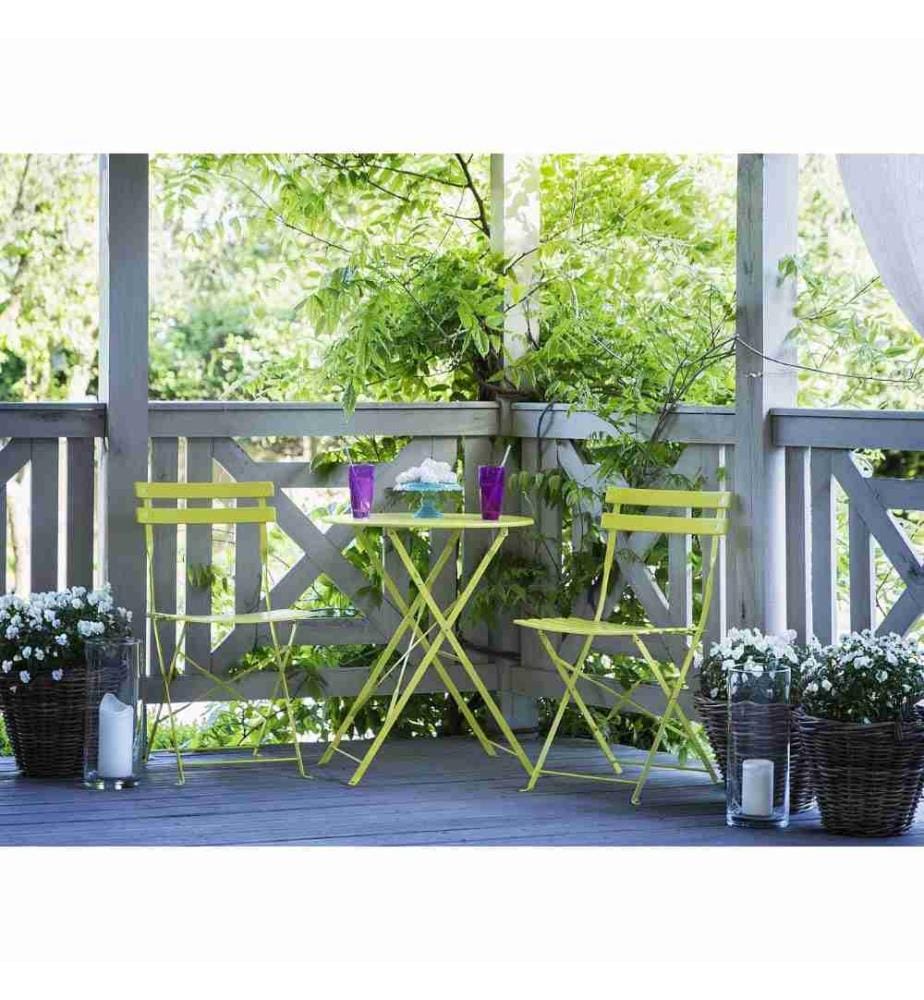 Ensemble bistrot Pliant FIORI Métal Vert citron