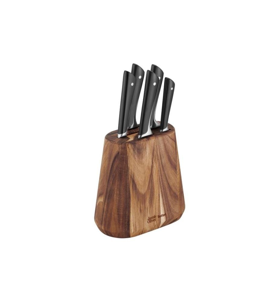 TEFAL - Kits de bloc de couteaux avec couteaux Jamie Oliver 6 pièces, essence de bois