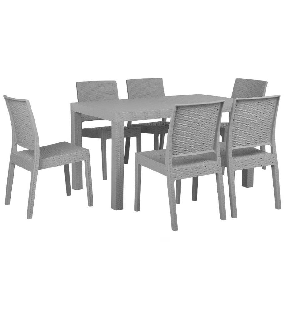 Set da pranzo da giardino 6 posti FOSSANO Grigio chiaro