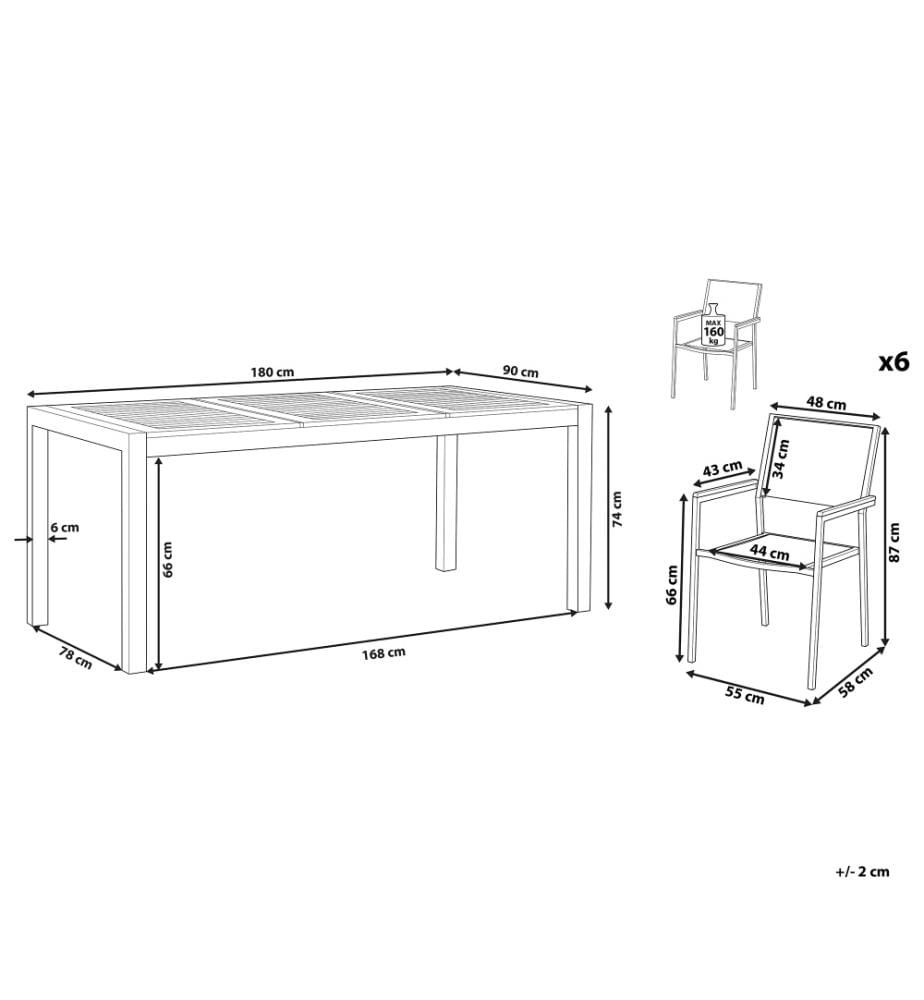 Set da pranzo da giardino 6 posti GROSSETO Legno d'eucalipto Marrone/Beige