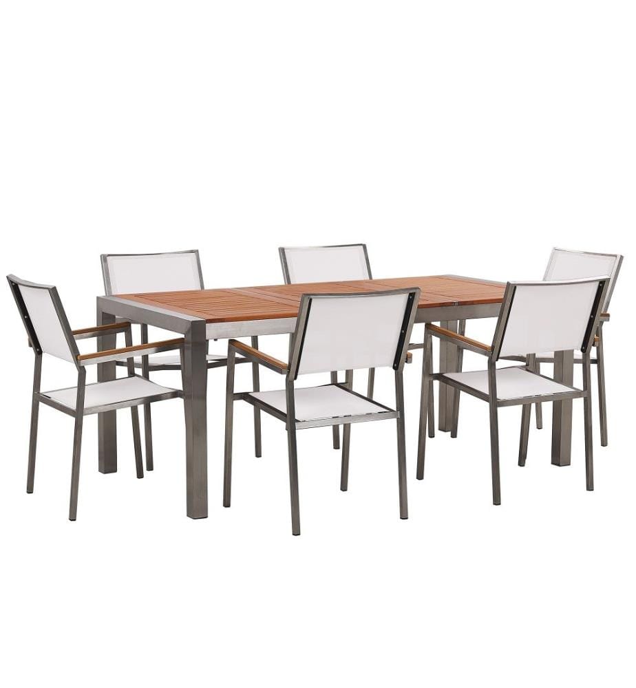 Set da pranzo da giardino 6 posti GROSSETO Legno d'eucalipto Marrone/Bianco