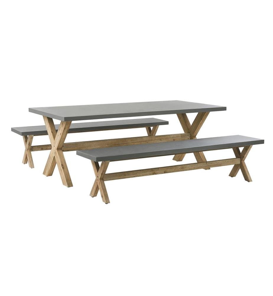 Set da pranzo da giardino con panche 6 posti OLBIA Cemento Grigio