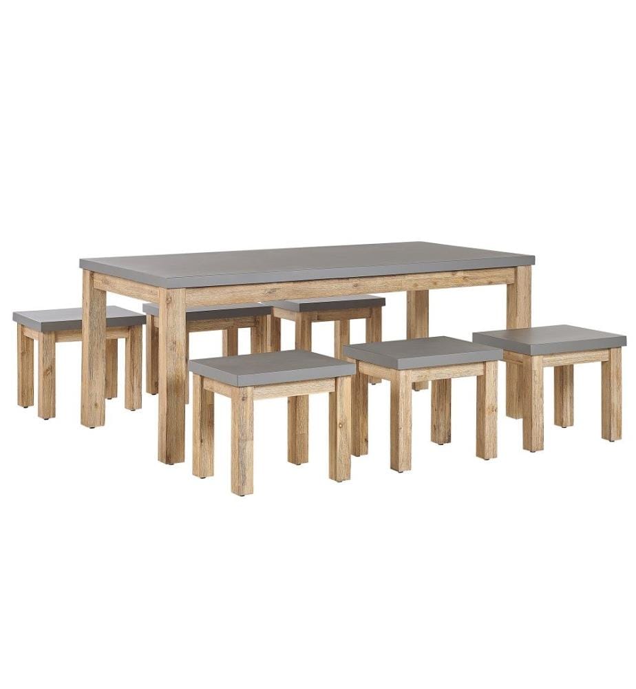 Set da pranzo da giardino con sgabelli 6 posti OSTUNI Cemento Grigio