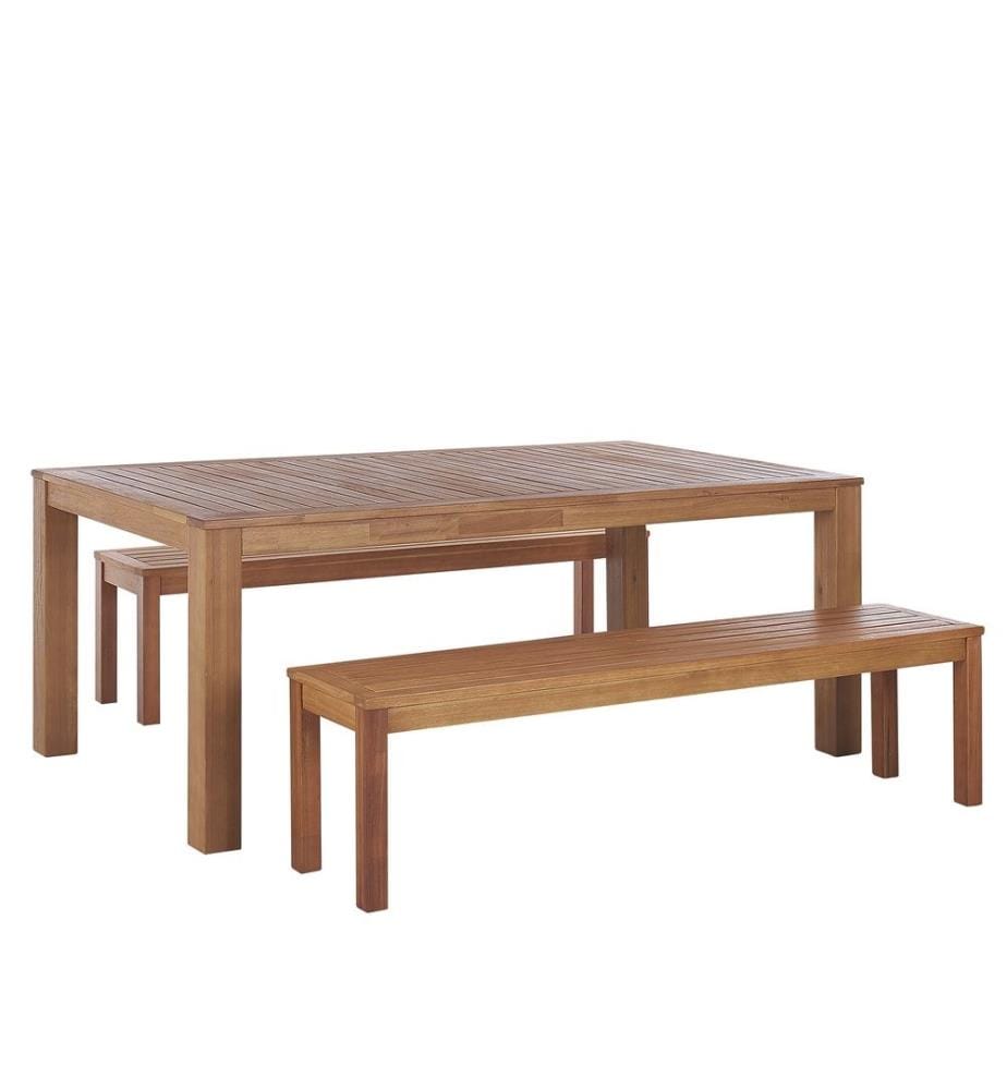Set da pranzo da giardino con panche 6 posti MONSANO Legno d'eucalipto Marrone