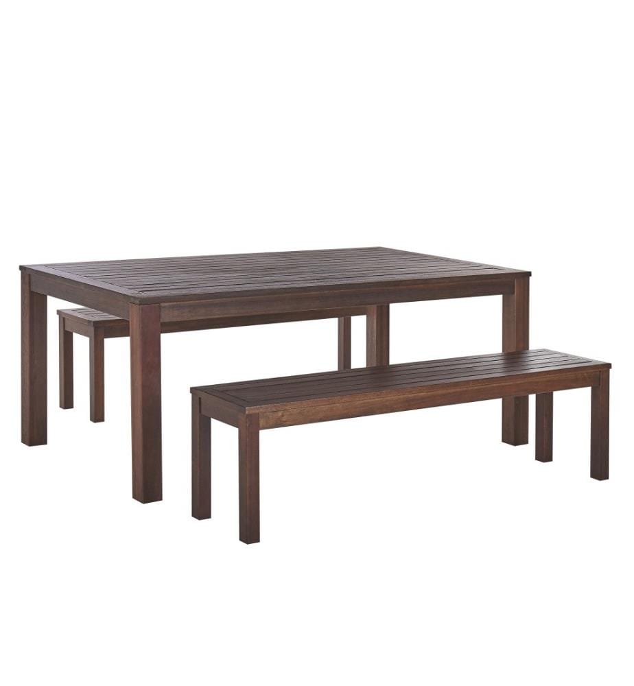 Set da pranzo da giardino con panche 6 posti TUSCANIA Legno d'eucalipto Marrone scuro