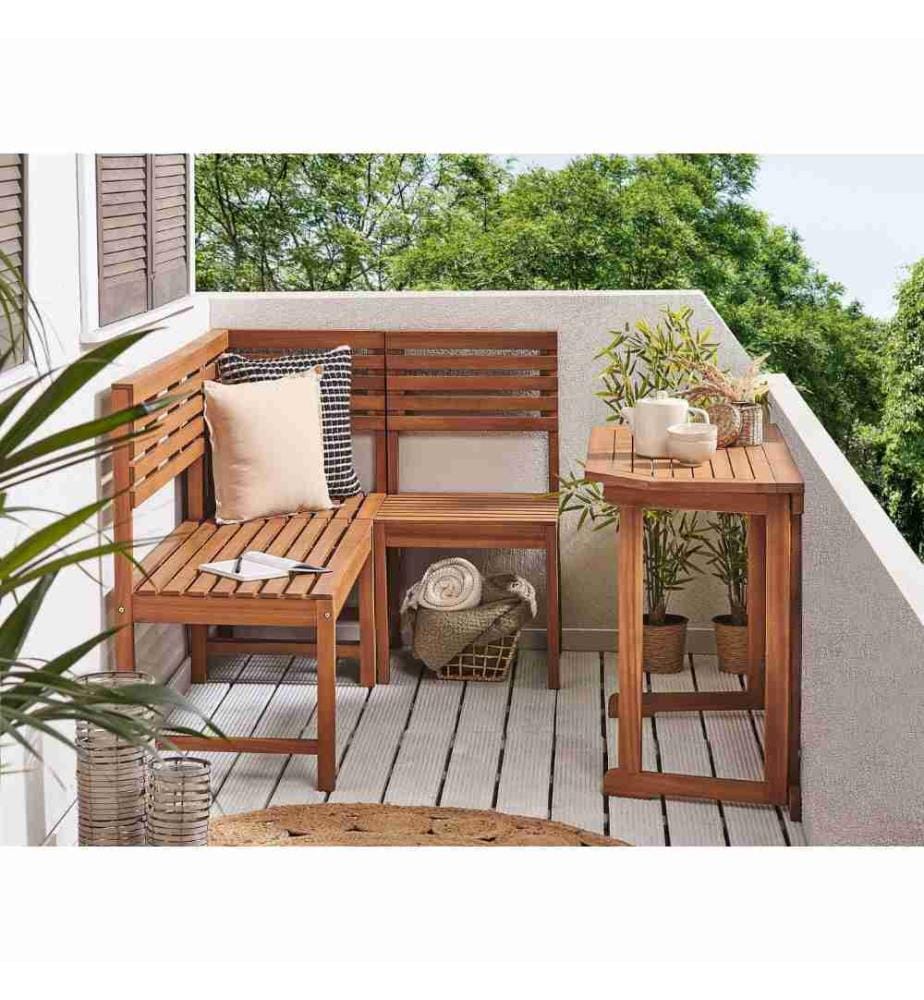 Set da pranzo per balcone 4 posti TREIA Legno d'acacia Marrone