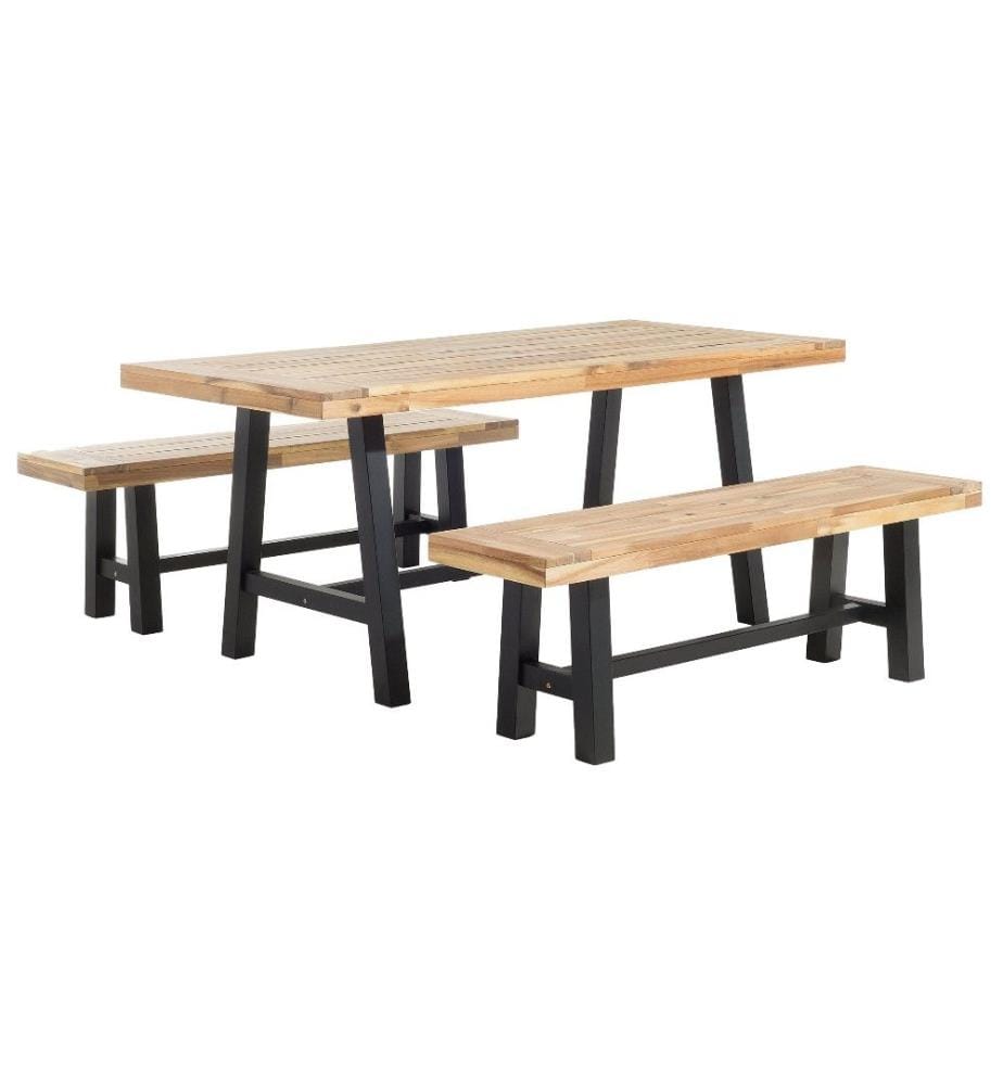 Set da pranzo da giardino 6 posti SCANIA Legno d'acacia Nero