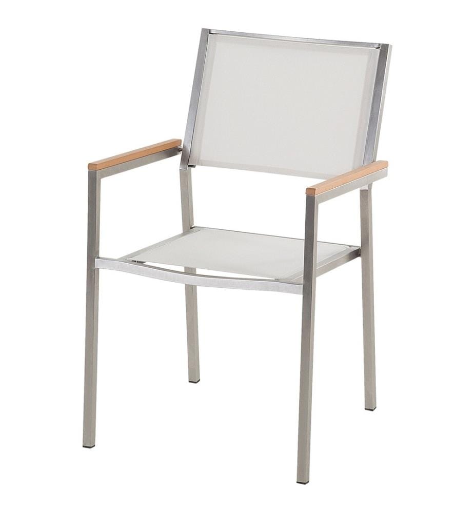 Set da pranzo da giardino 8 posti GROSSETO Piastra tripla Granito Lucido Grigio/Bianco