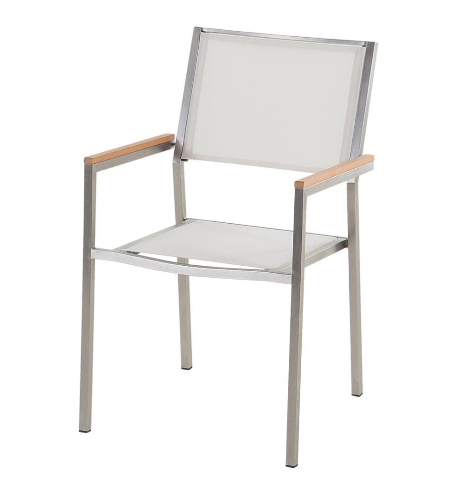 Set da pranzo da giardino 8 posti GROSSETO Piastra tripla Granito fiammato Nero/Bianco
