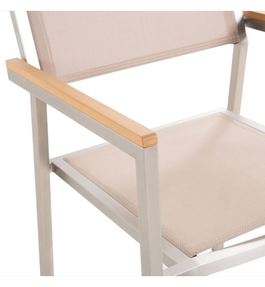 Set da pranzo da giardino 6 posti GROSSETO Piastra tripla Basalto fiammato Nero/Beige