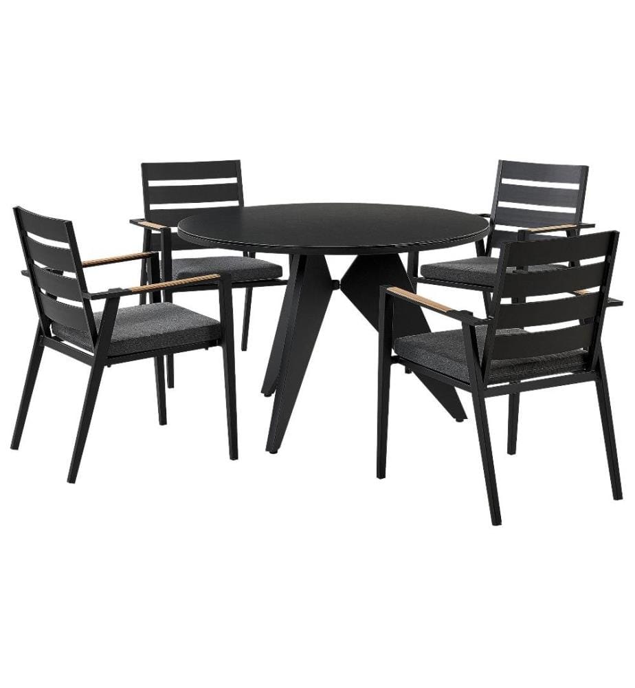 Set da pranzo da giardino 4 posti OLMETTO/TAVIANO con cuscini Metallo Nero