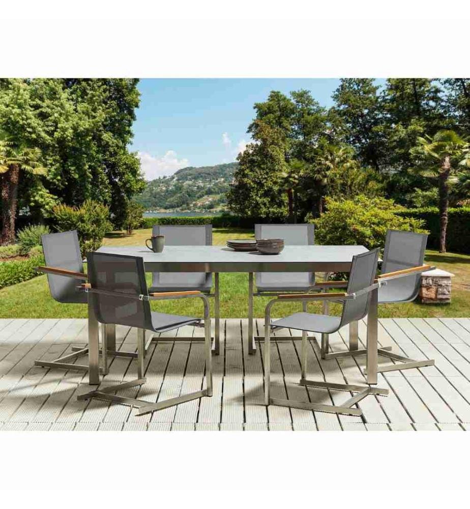 Set da pranzo da giardino 6 posti COSOLETO Vetro temperato Grigio