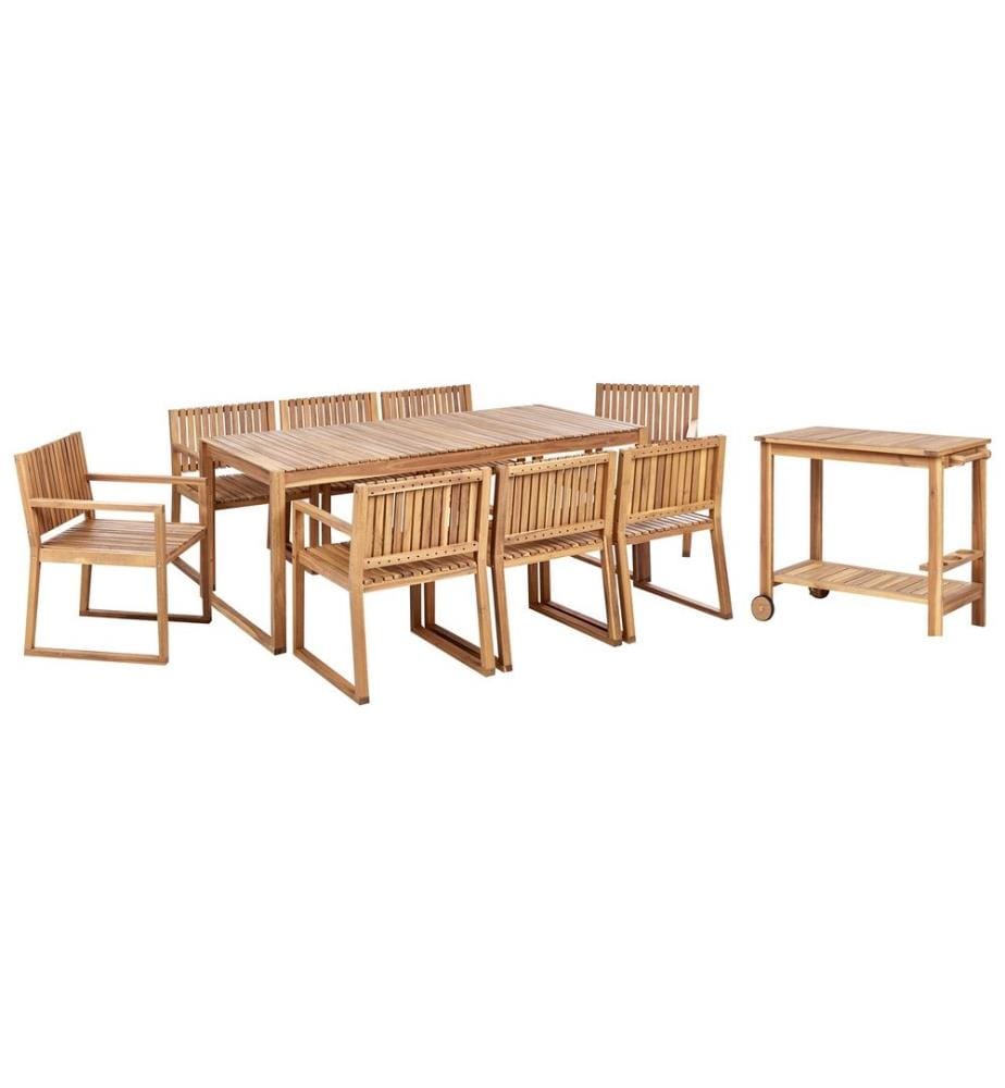 Set da pranzo da giardino con carrello 8 posti SASSARI II Legno di acacia certificato Marrone chiaro