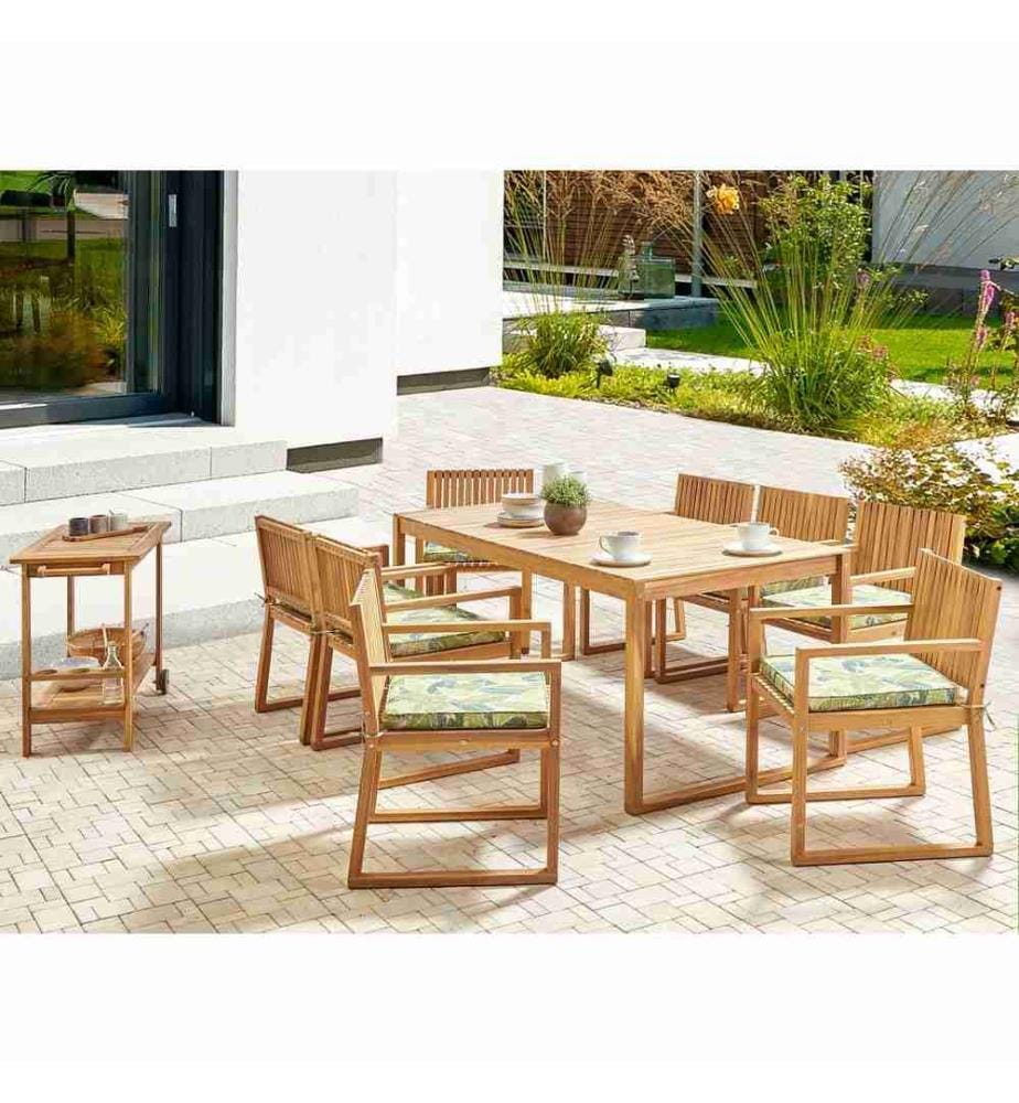 Set da pranzo da giardino 8 posti SASSARI II con cuscini Legno di acacia certificato Verde