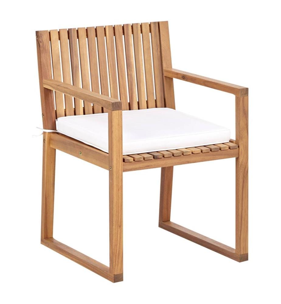 Ensemble de Jardin 8 Places avec Coussins Blanc Cassé en Bois d'Acacia Table et Chaises Style Rustique