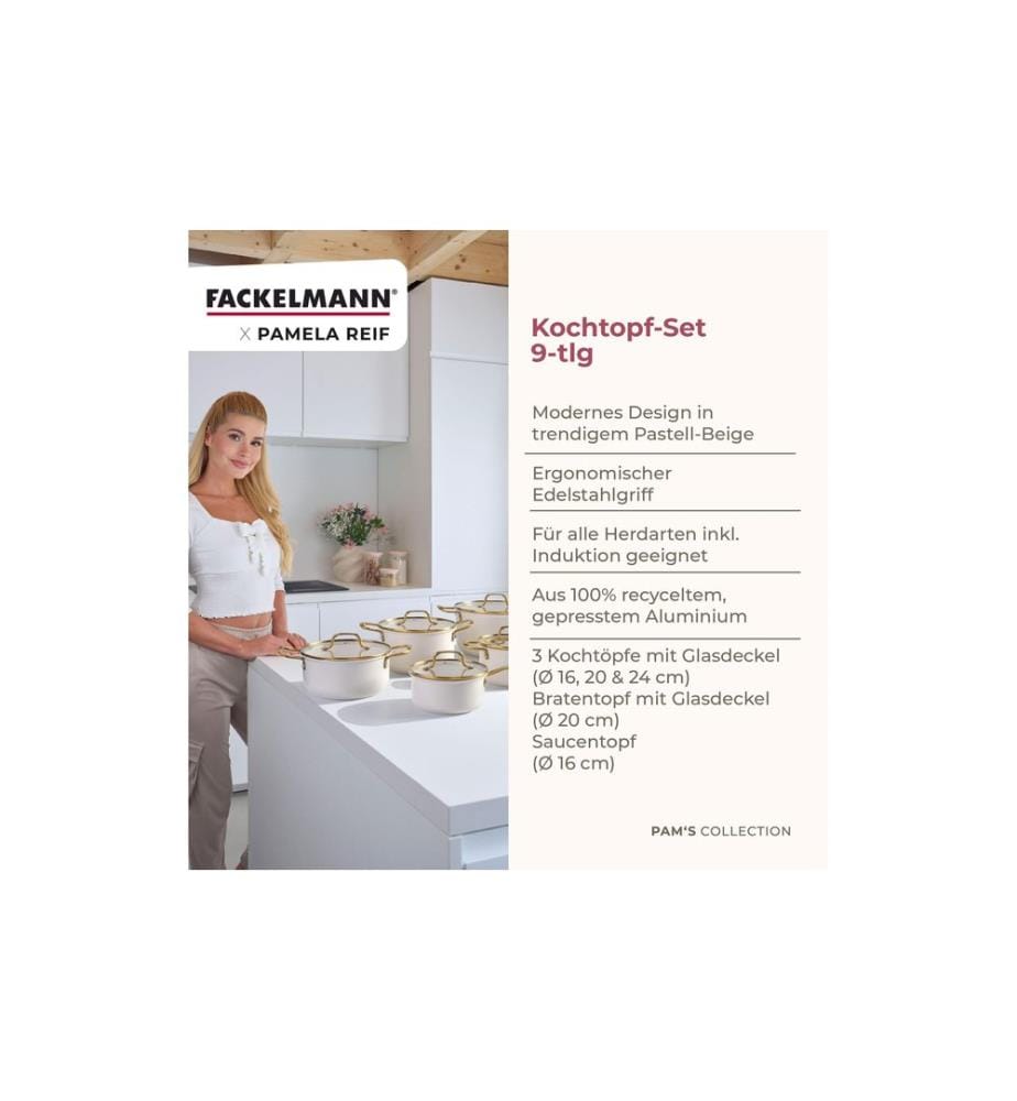 Fackelmann - Set de casseroles Signature, Beige / Or