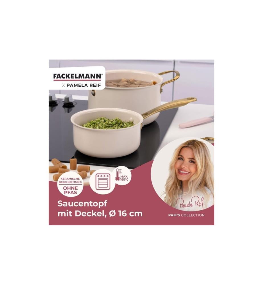 Fackelmann - Casserole avec manche Signature 16 cm, beige / or