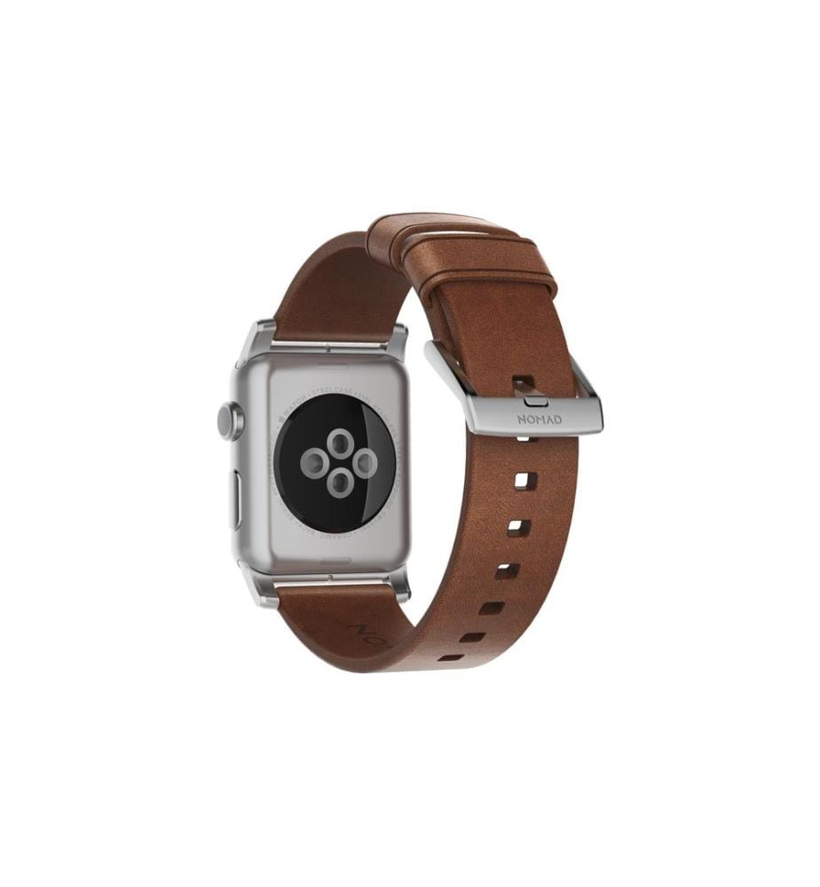 NOMAD - Lederarmband Modern Strap Apple Watch Braun/Silber