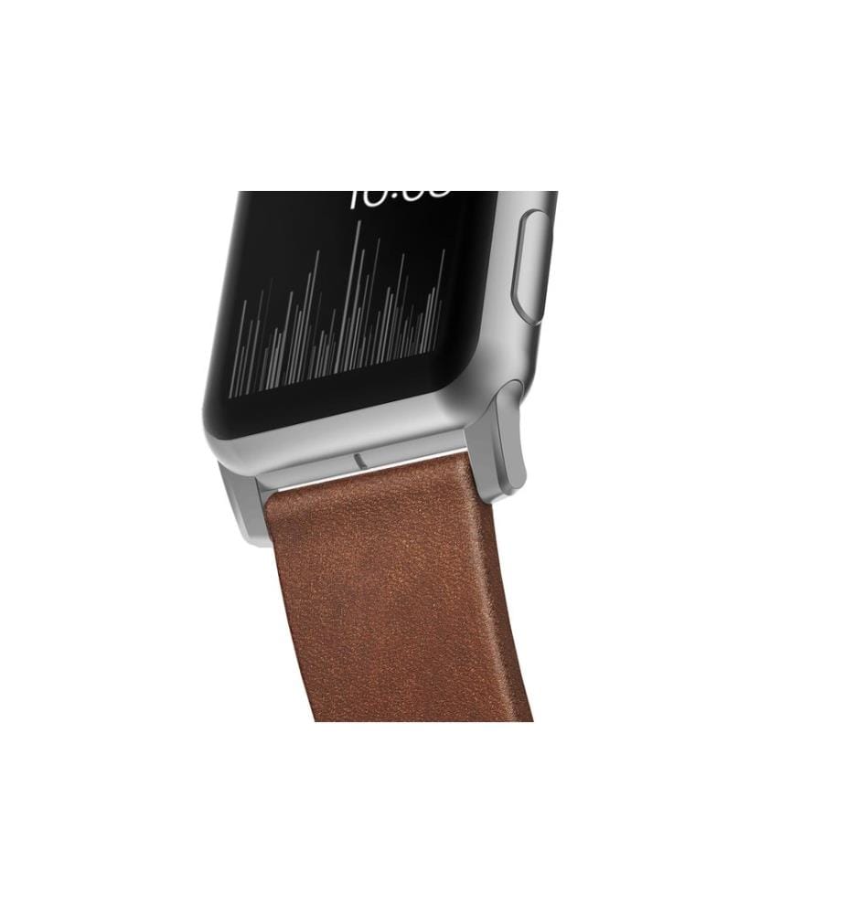 NOMAD - Lederarmband Modern Strap Apple Watch Braun/Silber