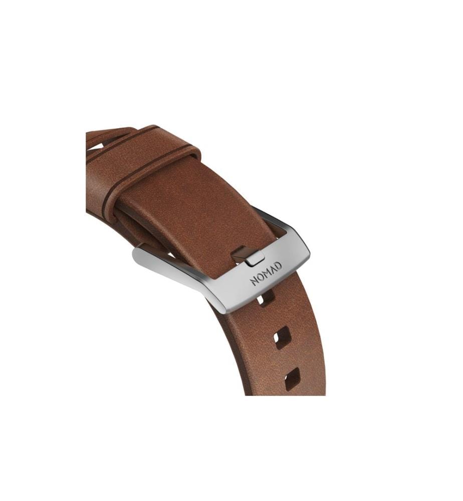 NOMAD - Lederarmband Modern Strap Apple Watch Braun/Silber