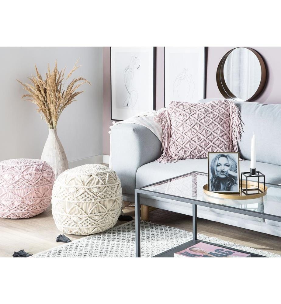 Cuscino decorativo YANIKLAR Cotone 40 x 40 cm Rosa Trama geometrica
