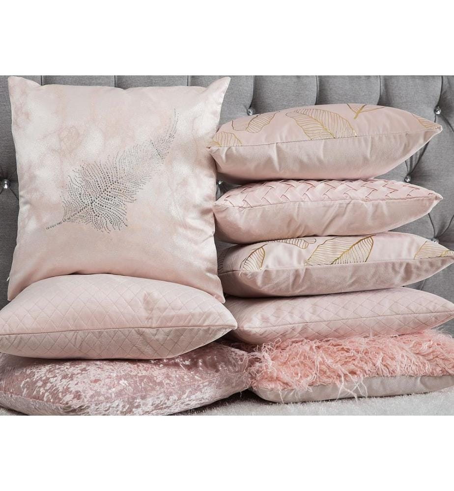 Set di 2 cuscini PASQUE Velluto 45 x 45 cm Rosa Tinta unita
