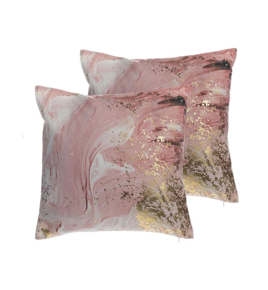 Set di 2 cuscini LANTANA 45 x 45 cm Rosa Effetto marmo