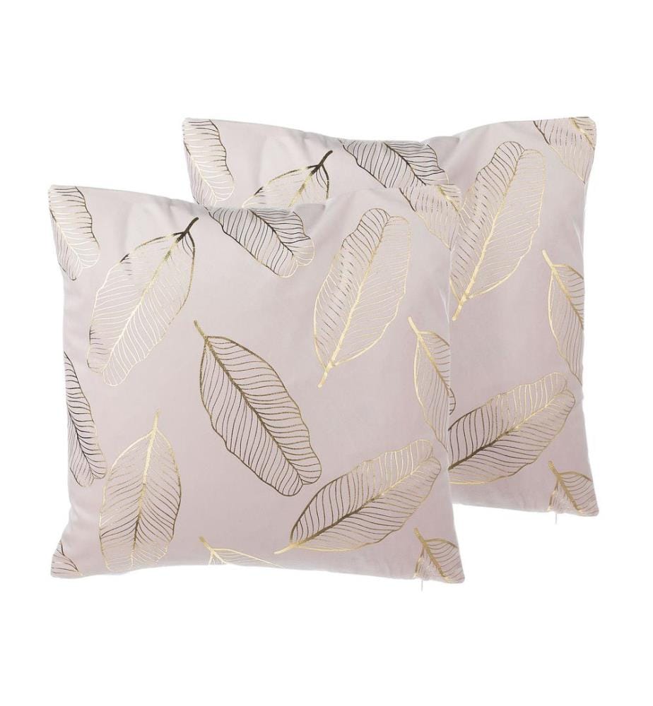 Set di 2 cuscini FREESIA Velluto 45 x 45 cm Rosa Trama di piante