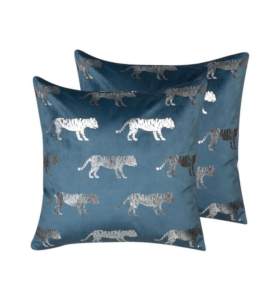 Set di 2 cuscini BLUEBELL Velluto 45 x 45 cm Blu Trama animale