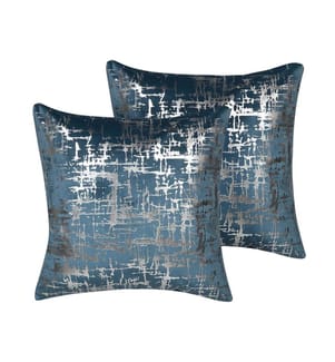 Dekokissen 2er Set GARDENIA Samtstoff 45 x 45 cm Blau Abstraktes Muster