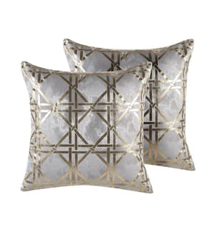 Dekokissen 2er Set CASSIA 45 x 45 cm Grau Geometrisches Muster
