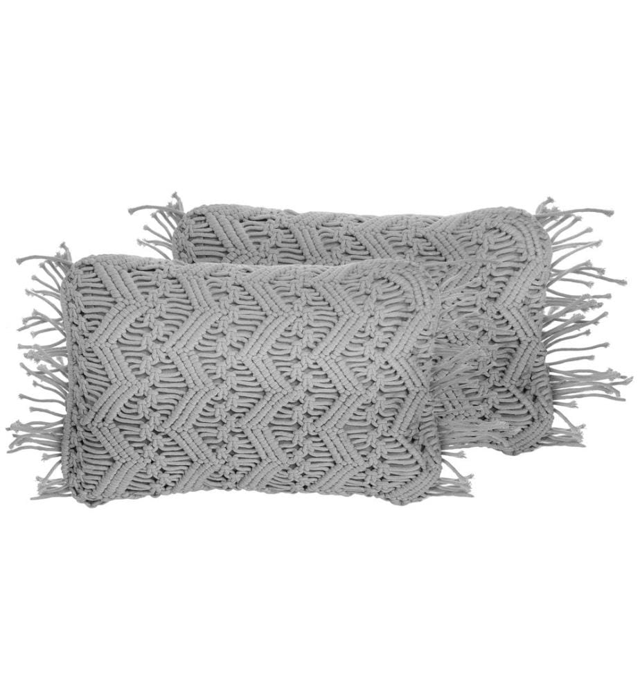 Dekokissen 2er Set KIRIKKALE Baumwolle 30 x 45 cm Grau Geometrisches Muster
