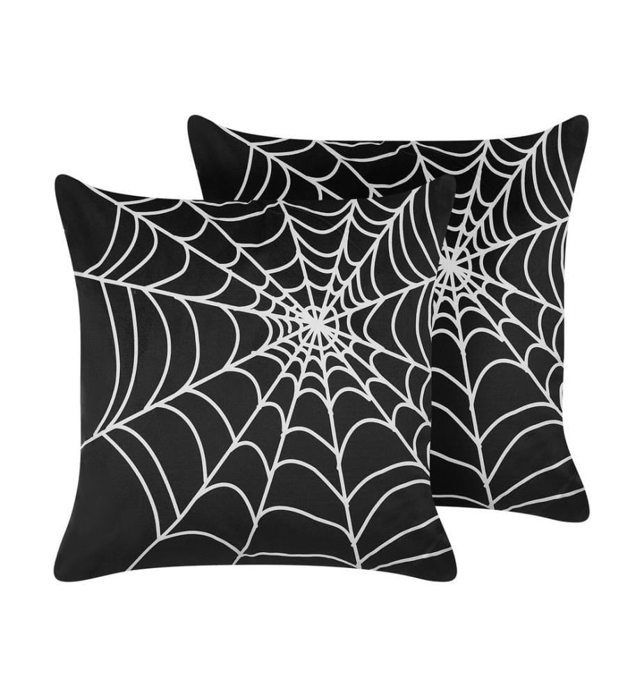 Lot de 2 coussins décoratifs LYCORIS Velours 45 x 45 cm Noir Motif abstrait
